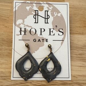 Hope's Gate Gray and Gold Speckled Earrings